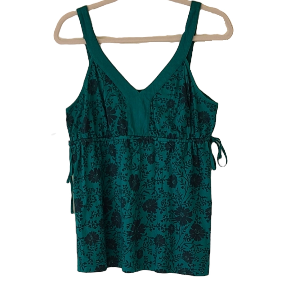 Sonoma teal floral adjustable empire tank Size L